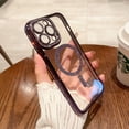 thumbnail image 4 of Magnetic Clear Glitter Case for iPhone 15 Pro, [Compatible with MagSafe] Cute Bling Sparkly Diamond Rhinestone with Camera Lens Protector TPU Bumper Slim Women Girls Case Cover, Darkpurple, 4 of 7