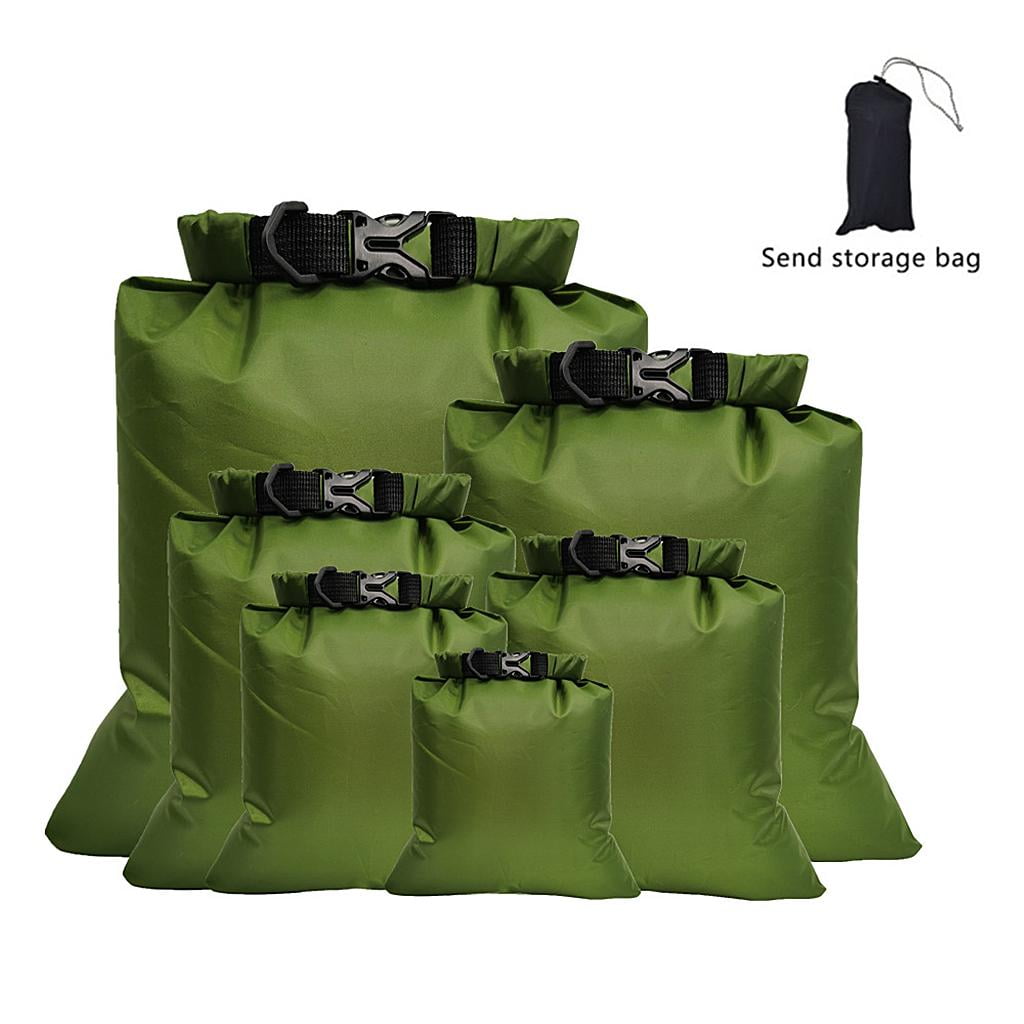 harayaa 6 PCS Waterproof dry bags, dry polyester, dry muti -size canoe bags for kayaking Green