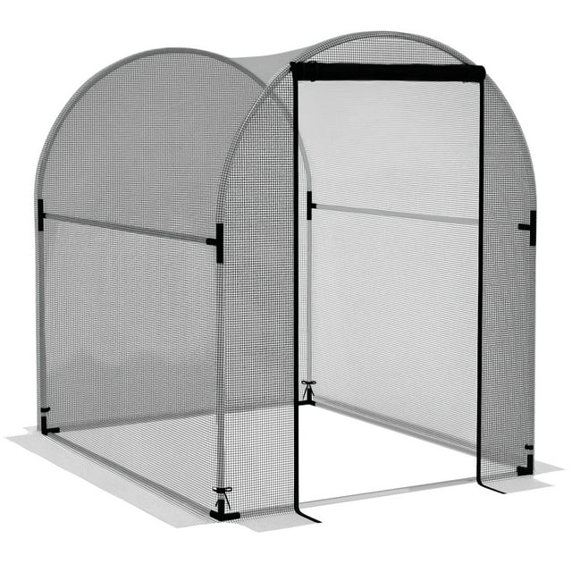 Outsunny 4.9' x 3.9' Plant Protector from Animals with Zipper Roll-Up Door