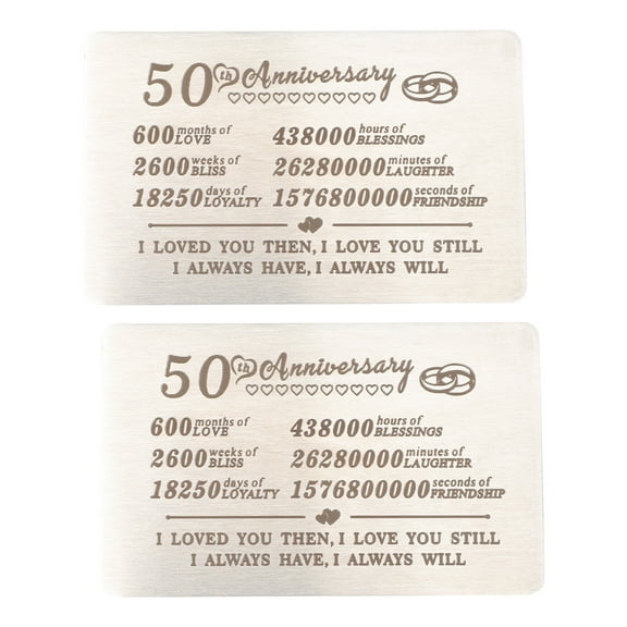 LOLIPPYY 2 Pcs Wallet Insert Cards Wedding Anniversary Cards 50th Anniversary Gifts