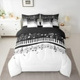 thumbnail image 2 of Manfei White Black Piano Bedding Comforter Set 7pcs, Musical Note Music Queen Bedding Sets, Teens Kids Child Reversible Queen Sheet Sets, Ultra Soft Home Decor, 2 of 7