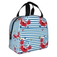 thumbnail image 2 of Disketp Red Funny Crab on Blue Stripe Bolsa Térmica para Almuerzo para Hombre y Mujer, Ideal para Trabajo, Senderismo y Picnic, 2 of 8