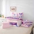 thumbnail image 6 of Manfei Girly Kawaii Butterfly 7-Piece Bedding Comforter Set for Girls, Pink Purple Watercolor King Bedding Sets, Cute Cartoon Animals Reversible Bed Sheets, Luxury Bedroom Decor, 6 of 8