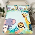 thumbnail image 2 of Manfei Elephant Lion Giraffe 3pcs Twin Sheet Sets for Kids Girls Boys,Kawaii Jungle Wildlife Twin Fitted Sheet,Cute Animal Breathable Flat Sheet,Ultra Soft Home Decor, 2 of 7