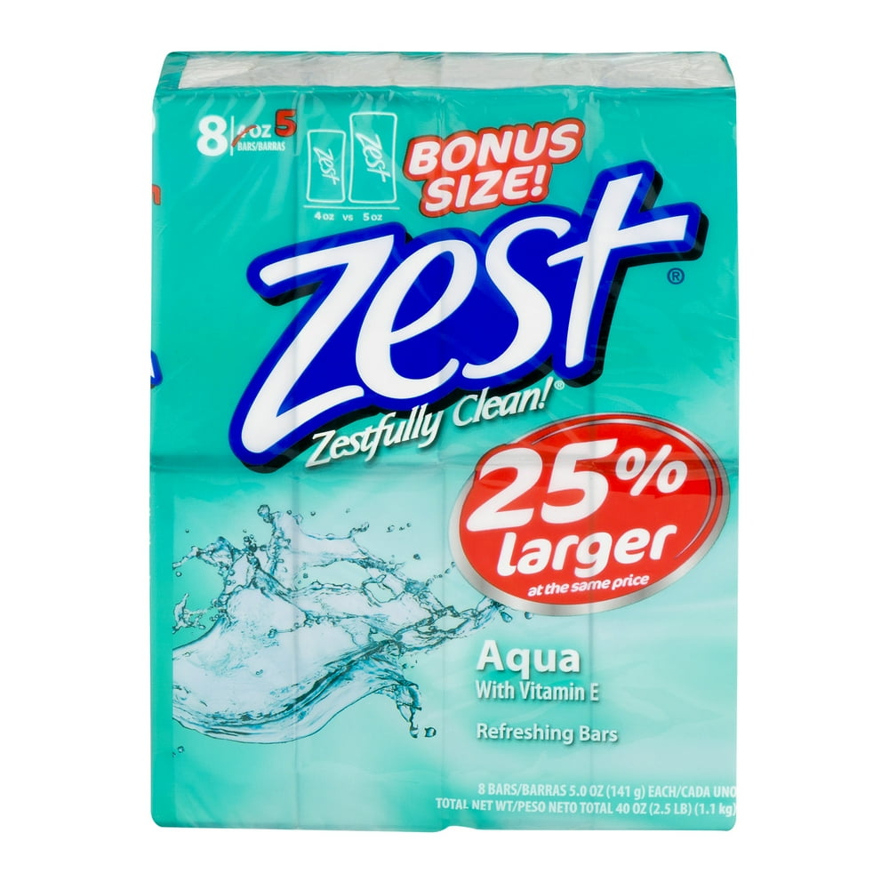 Zest Soap Bars Aqua With Vitamin E 8 CT8.0 CT