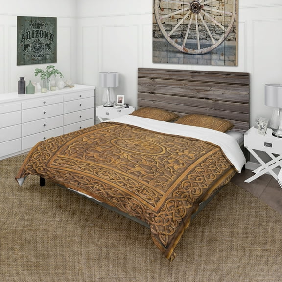Designart 'Old Carved Wooden Door' Vintage Duvet Cover Set