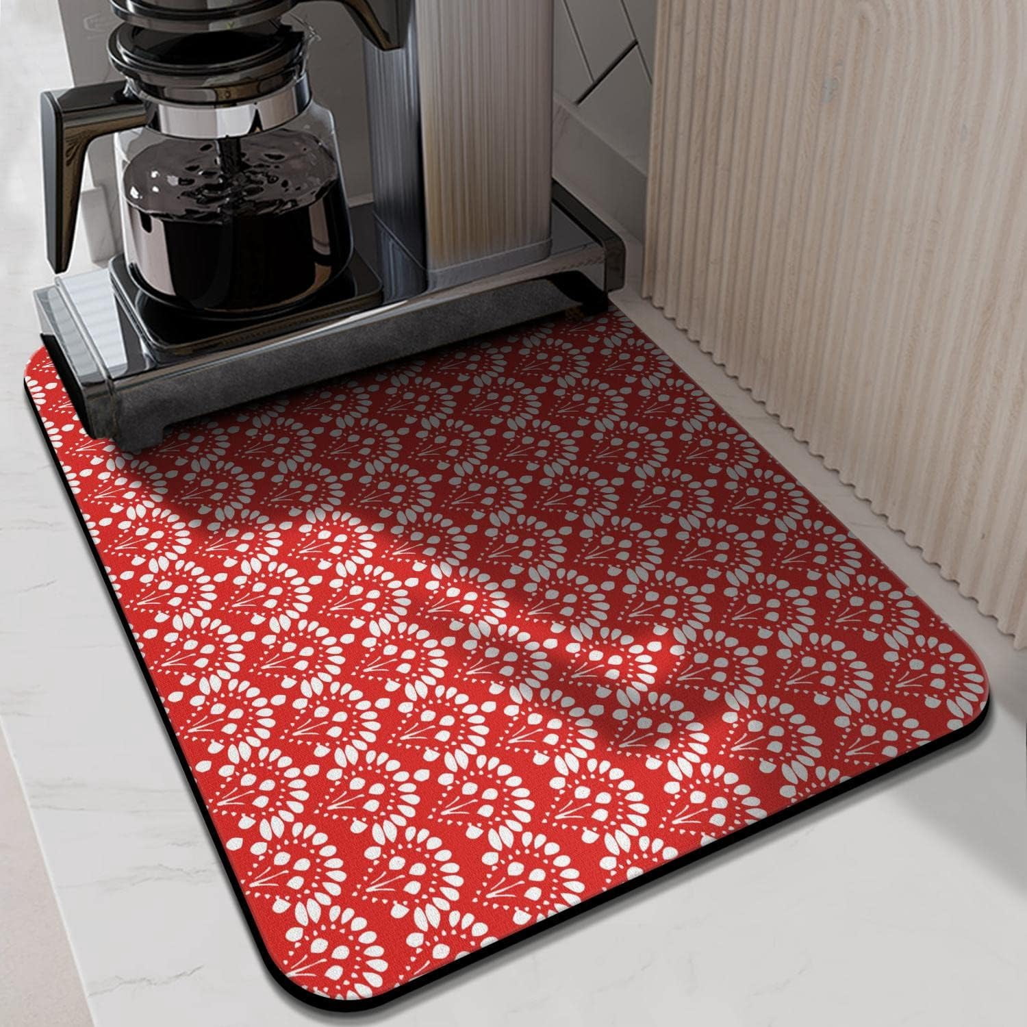 Coffee Bar Mat Accessories for Countertop Super Absorbent Anti-Slip Silicone Dish Drying Mats for Kitchen Counter Draining Pad Decor Gift Fit Coffee Maker Coffee Pot Espresso Machine 24inx18in