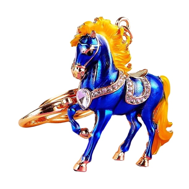 Llavero de caballo con brillantes diamantes de imitación incrustados, llavero decorativo de buena suerte, accesorio festivo.