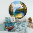 thumbnail image 2 of Designart 'Sunrise By The Wild Beach' Nautical & Coastal Circle Metal Wall Art 29x29 - Disc of 29, 2 of 5