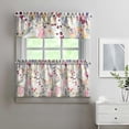 thumbnail image 2 of Abstract Line Flower Powder Kitchen Curtains and Valances Set-3 Piece Kitchen Curtains Sets with Valance for Windows Rod Pocket Machine Washable Kitchen Decor(54"x18"+2x27.5"x24"), 2 of 4