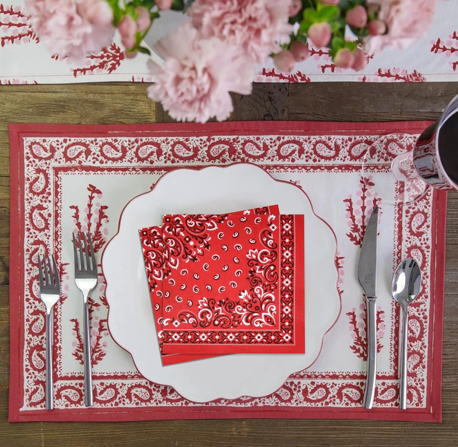 Gift Boutique 100 Red Bandana Napkins