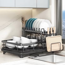 Storvive 2-Tier Carbon Steel Dish Drying Rack for Kitchen Counter ...