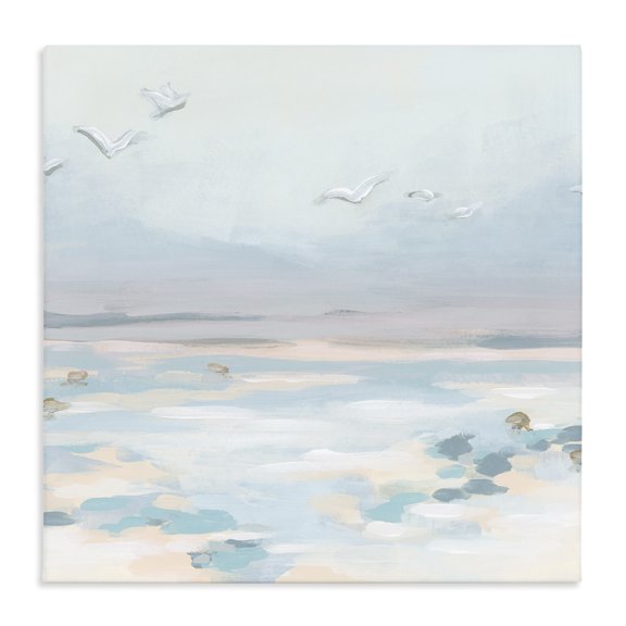 Stupell Industries Coastal Birds Flying Beach Scene Canvas Art, 17 x 17, by June Erica Vess