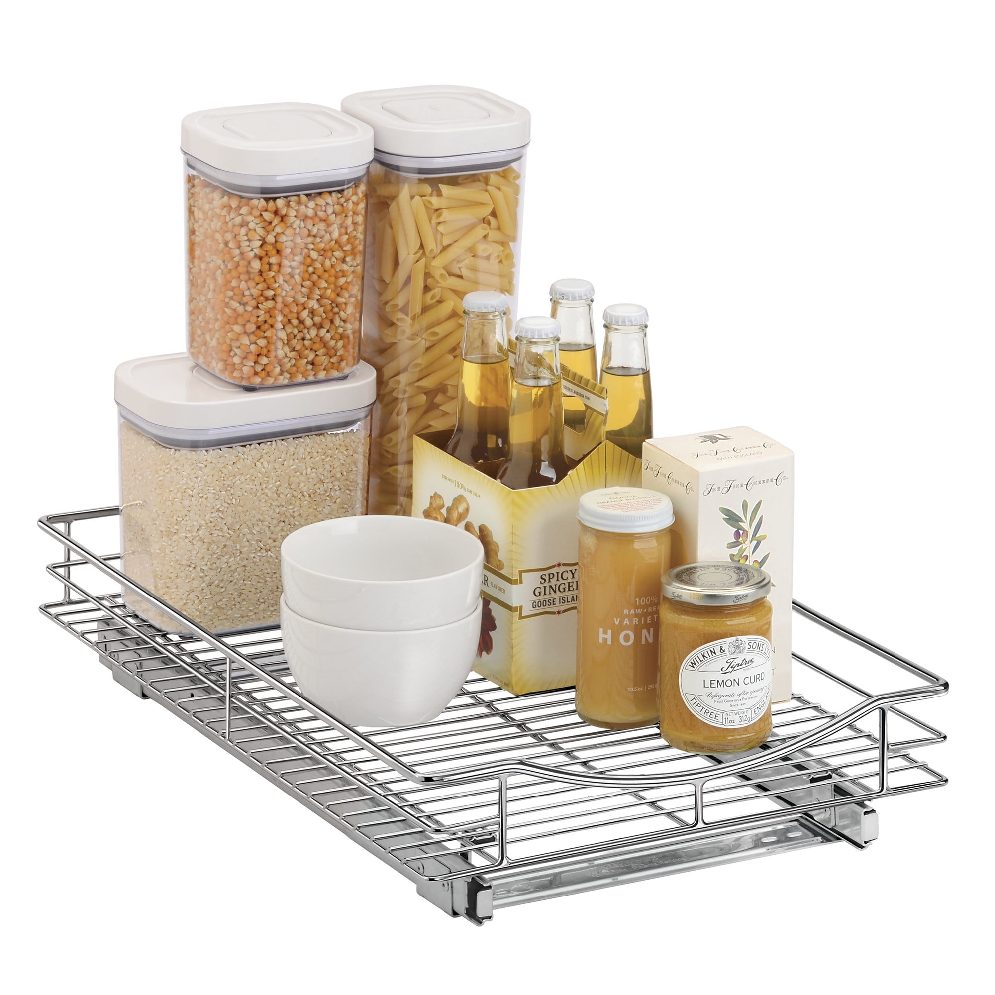 Lynk Professional Slide Out Cabinet Organizer Pull Under Sliding Shelf 11 Inch Wide X 21 Deep Chrome Multiple Sizes