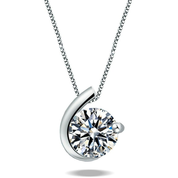 Emma Manor 14k White Gold Plated Silver 3ct CZ Diamond Love Conch Pendant Necklace For Women