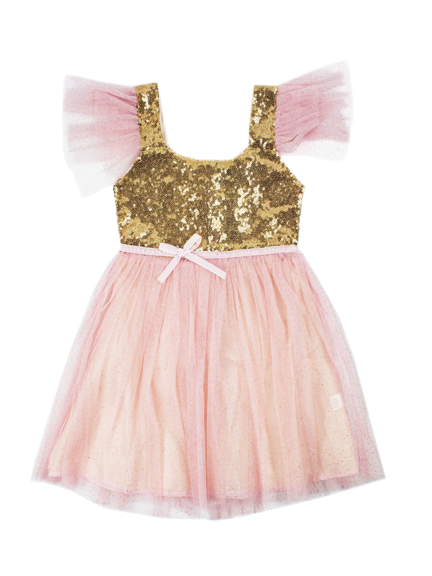 StylesILove - StylesILove Kids Gold Sequin Tulle Flower Girl Dress, 4 ...