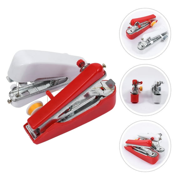 Homoyoyo 2Pcs Lightweight Red Manual Sewing Machine Portable for on Site Fabric Stitching