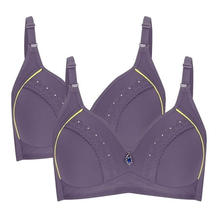 POIUYTR 2Pack Push Up Bra for Women Wirefree Plus Size Brassiere Padded Plunge Everyday Bra Lift Up T-Shirt Bra
