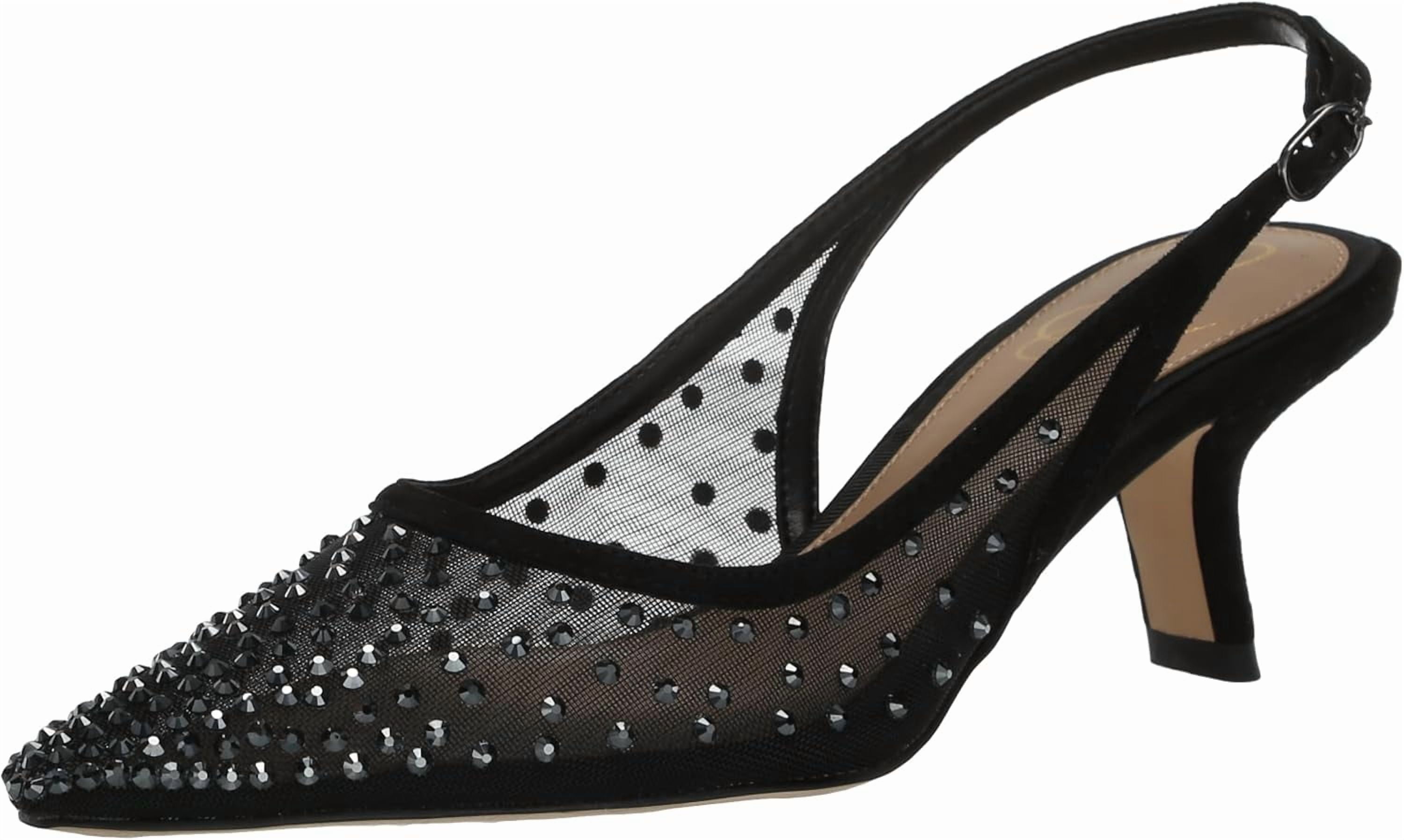 Sam Edelman Women's Bianka Sling Black Glitz Mesh Heels 6.5M
