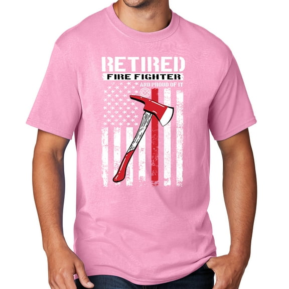 Men's Retired Firefighter with Axe T-shirt, 3XL Candy Pink - TALL