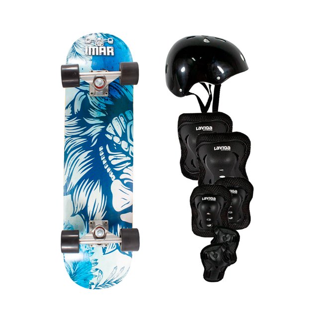 Patineta Juvenil Para Niño Clásica Piso Diseño León LAVIGA Con Protecciones PU Alta Resistencia