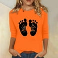 thumbnail image 2 of T-Shirts Tendance pour Femmes pour un Usage Quotidien Décontracté - Hauts Stylés à Col Rond et Manches Trois-Quarts avec Imprimé Floral Unique - Mode Polyvalente pour Tenues d'Été, 2 of 4