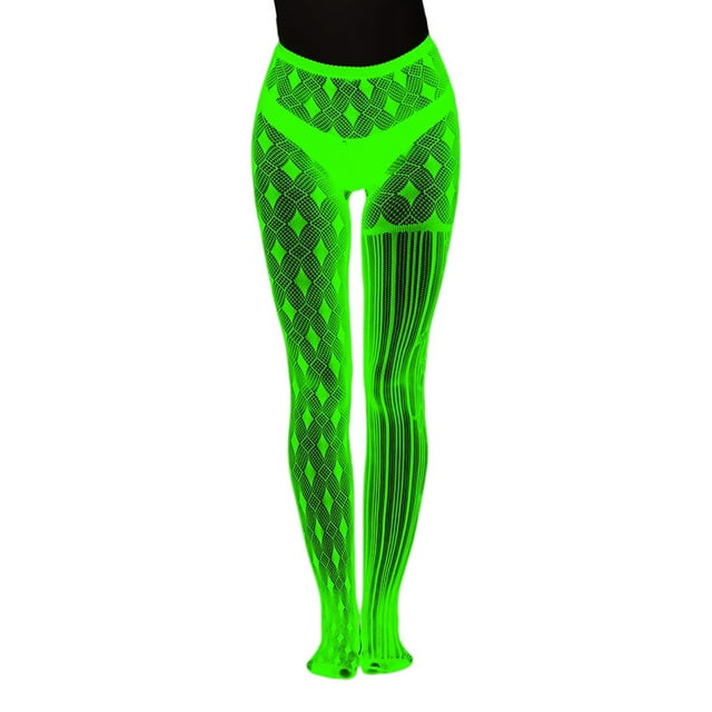 Aocisk Bas Résille Phosphorescents avec Motif Rayé Lumineux Collants pour Femmes pour Soirée Nocturne Bleu Pâle Taille Unique