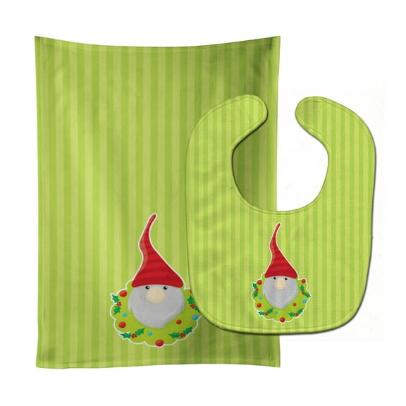Christmas Gnome Flowers Baby Bib and Burp Cloth