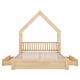 thumbnail image 4 of Cama de plataforma de madera Queen Size House con barandilla y 2 cajones, 4 of 5
