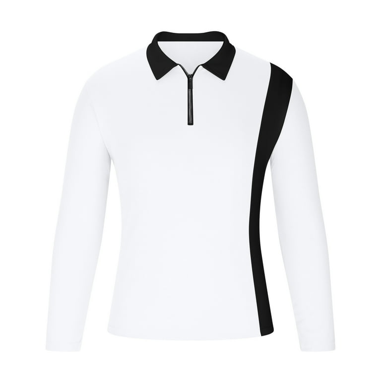 Aimik Hanes Mens Polo Shirts Fashion Matching Color Long Sleeve