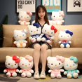 thumbnail image 3 of Sanrio-muñeco de peluche de Hello Kitty para niña, juguete de felpa corta, Falda vaquera KT, gato, almohada, algodón PP, Súper suave, regalos de cumpleaños, 3 of 4