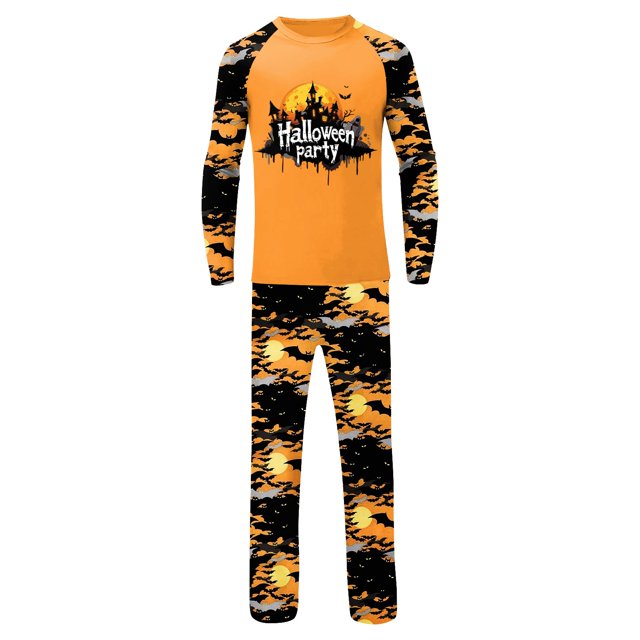 Family Matching Halloween Pajamas Set, Halloween Pumpkin Print PJs Sets 2 Pieces Loungewear Sleepwear for Adult Kids Holiday PJS Set