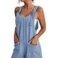 thumbnail image 3 of DYMADE Women Solid Color Casual Suspender Jumpsuit Wide Strap Romper, 3 of 4