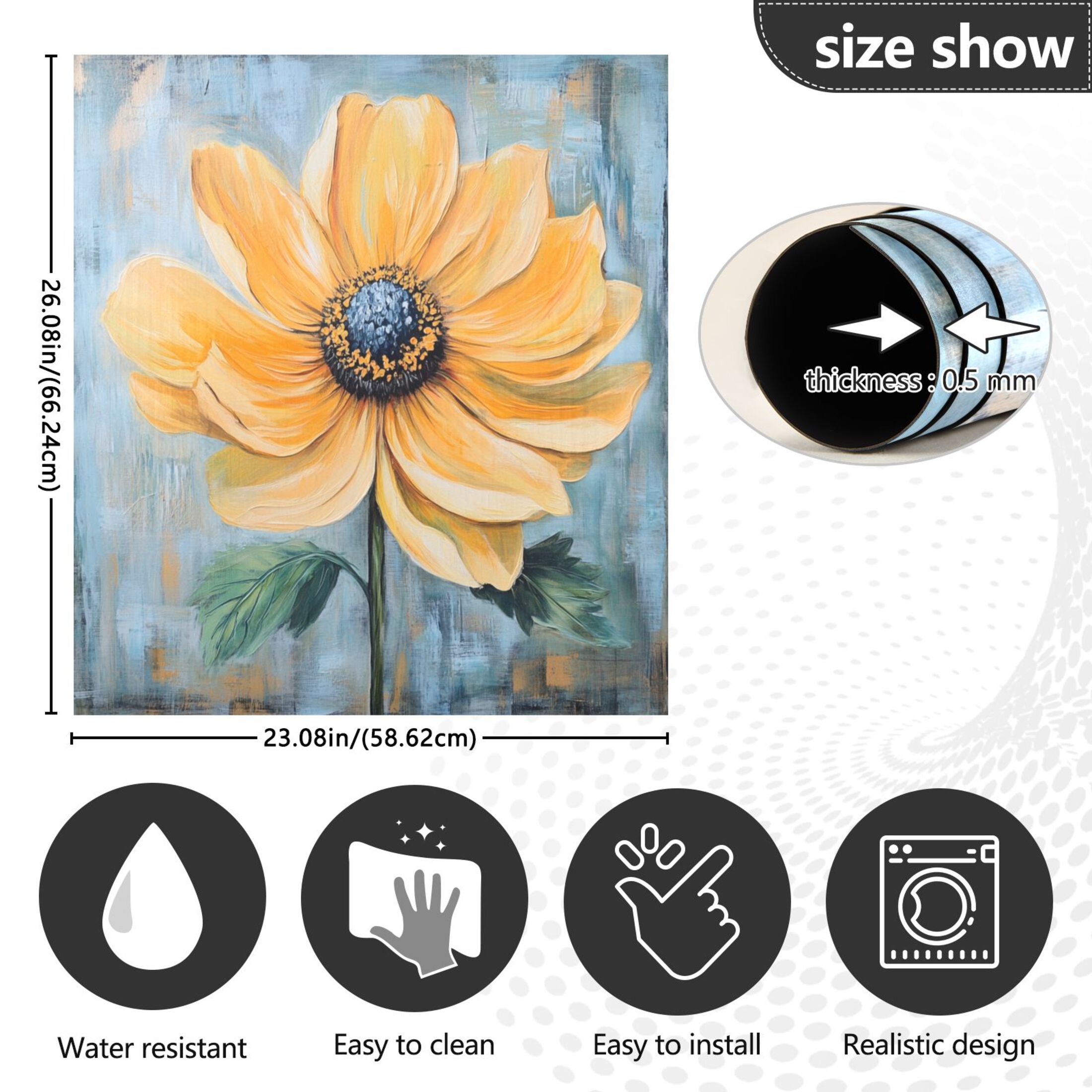 Dishwasher Magnetic Sticker 23x26 Inch Refrigerator Magnetic Sticker Washing Machine Magnetic Sticker Kitchen Panel Magnetic Sticker Home Decor Large Yellow Flower