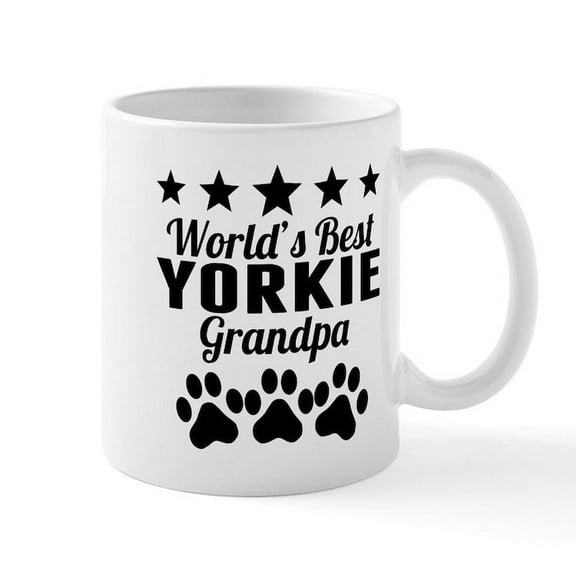 CafePress - World's Best Yorkie Grandpa Mugs - 11 oz Ceramic Mug - Novelty Coffee Tea Cup