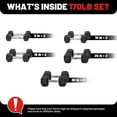 thumbnail image 4 of ROALW HEX Dumbbell 170 lb Set, Rubber Encased Home Gym Dumbbells, Exercise & Fitness Weights Dumbbells for Women & Men, Hand Weight for Strength Training, 4 of 8