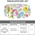 thumbnail image 3 of Easter Colorful Eggs Tablecloth Round 60 Inch Spring Easter Flower Leaves Egg Decorative Table Cloth Washable Wrinkle Stain-Resistant Polyester Seasonal Holiday Table Cover for Party Dinner, 3 of 6