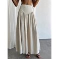 thumbnail image 6 of Women's High Waist Ruched Waist A Line Maxi Skirt with Pockets, Flared Long Skirt, Versatile Casual Skirt for Daily and Vacation Outfits, 6 of 6