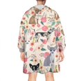 thumbnail image 2 of Chihuahua and Flower Florals Wearable Oversized Blanket,Wearable Blanket Hoodie for Adults,Cozy Hooded Blankets with Super Pockets,Super Warm Fuzzy Pullover for Women & Men, 2 of 6