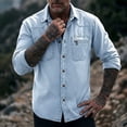 thumbnail image 5 of Men's Button Down Shirts Black Big and Tall Long Sleeve Solid Turndown Collar Casual Button Front Zipper Blouse, 5 of 5
