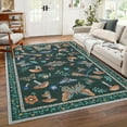 thumbnail image 1 of Hasoo Washable Bedroom Insect Floral Area Rug 8' x 10' Rug for Living Room Polyester Black Stain-Resistant Indoor Carpet, 1 of 5