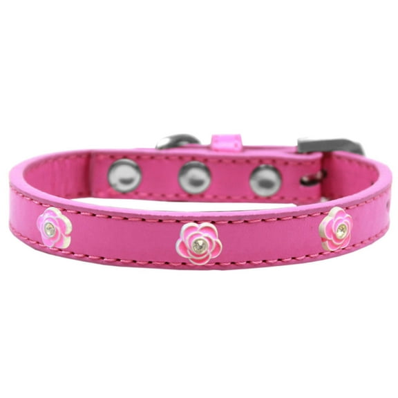Dog, Puppy Pet Widget Fashion Collar, "Bright Pink Roses"