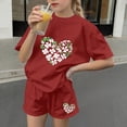 thumbnail image 6 of Atogsazn Kids Girl Summer St. Patrick's Day Clothes Set Children Short Sleeve Pullover Tshirt Shorts Outfit 01-Red 8-9 Years Fashion, 6 of 6
