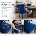 thumbnail image 6 of Dining Chairs Set of 2, Velvet Upholstered Kitchen Chairs with Vintage Copper Nails, Solid Wood Handles & Curved Legs, Mid Century Modern Dining Room Chairs for Home (Blue, Set of 2), 6 of 8