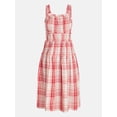thumbnail image 5 of Time and Tru Women's Sleeveless Smocked Cotton Peasant Midi Dress, Sizes XS-XXXL, 5 of 5