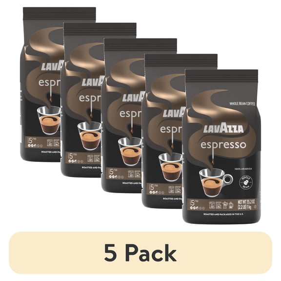 (5 pack) Lavazza Espresso Whole Bean Coffee, Medium Roast, 100% Arabica, 2.2 lb Bag (pack of 1)