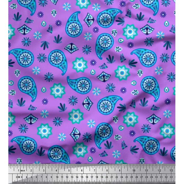 Soimoi Modal Satin Fabric Floral & Paisley Fabric Prints by Yard 42 Inch Wide