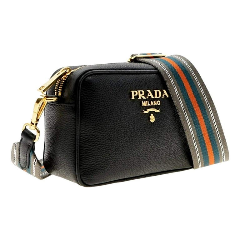 Prada Milano Vitello Phenix Nero Leather Crossbody Bag Web