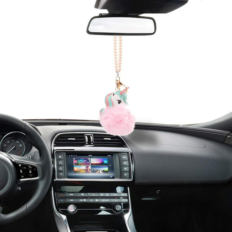 Car Mirror Charm-Unicorn and Pearl Rear View Mirror Pendant
