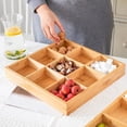 thumbnail image 4 of Organizador de con 9 Compartimentos Bandeja de Servicio Cuadrado para Aperitivos de Secas Organizadores de Almacenamiento de BLESIY Bandeja de madera para servir, 4 of 8
